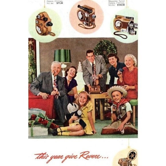 1948 Print Ad Revere 8mm & 16mm Projector Christmas Family Watching Home Movies! - Picture 1 of 6